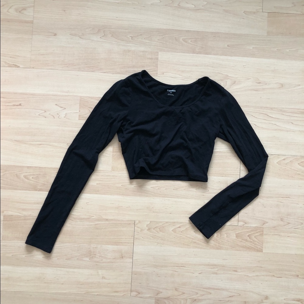 Express Black Long Sleeve Crop Top